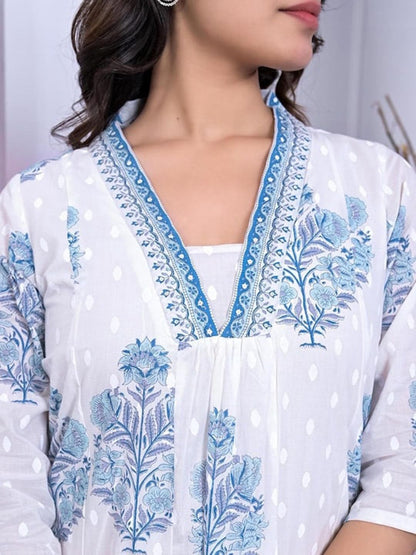 Dhiyona KL Women Floral Printed Regular Pure Cotton Kurta with Palazzos & Dupatta