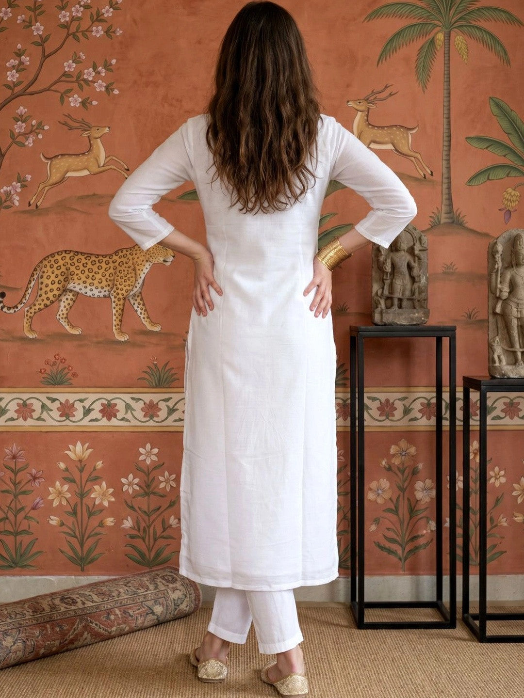 Women Ethnic Motifs Embroidered Regular Thread Work Kurta with Trousers & With Dupatta