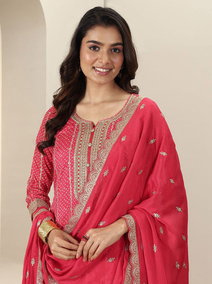 Dhiyona LL Women Bandhani Printed Regular Kurta with Palazzos & With Dupatta