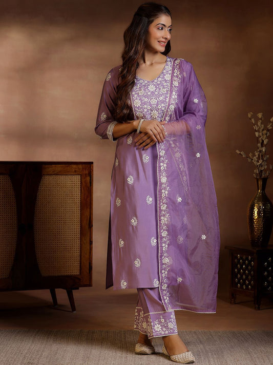 Dhiyona LL Women Floral Embroidered Regular Sequinned Kurta with Palazzos & With Dupatta