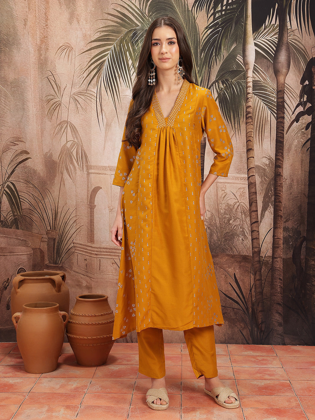 Ethnic Motifs Printed Regular A-Line Kurta with Trousers