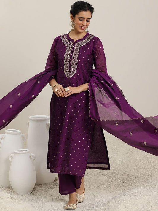 Women Ethnic Motifs Embroidered Kurta with Trousers & Dupatta