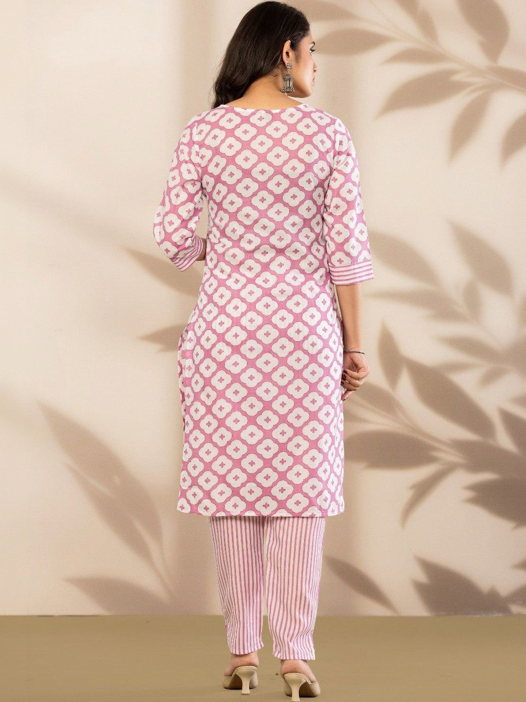 Women Ethnic Motifs Printed Regular Thread Work Pure Cotton Kurta with Trousers & With Dupatta