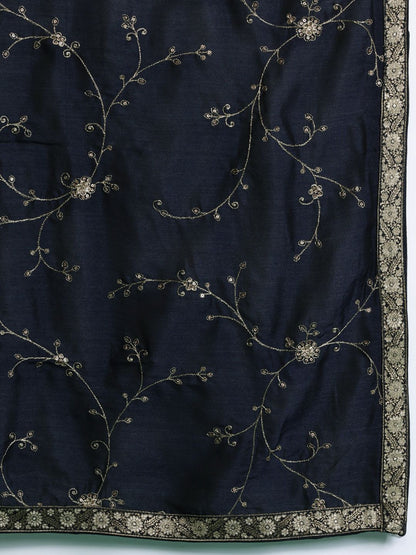 Dhiyona IE Floral Embroidered Sequinned Kurta With Trousers & Dupatta