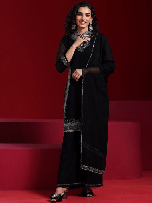 Dhiyona LL oke Design Regular Beads and Stones Straight Kurta With Palazzos & Dupatta