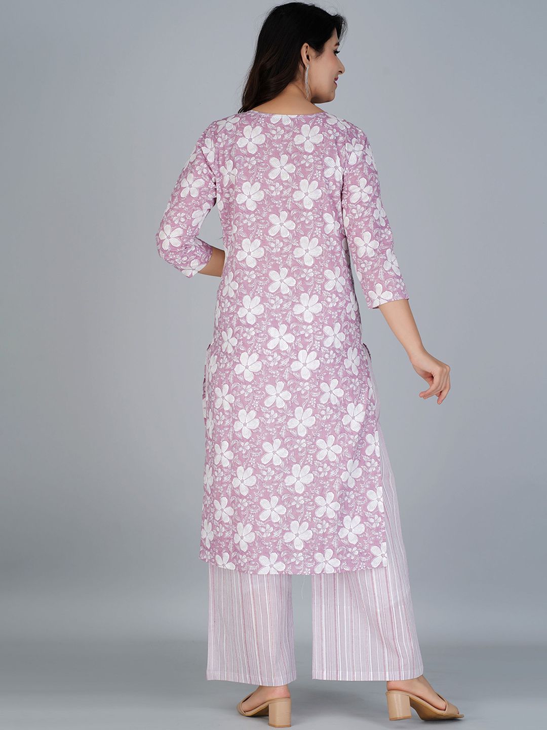 Dhiyona KL Floral Printed Regular Pure Cotton Kurta With Palazzos & With Dupatta