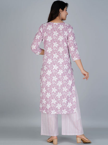 Dhiyona KL Floral Printed Regular Pure Cotton Kurta With Palazzos & With Dupatta