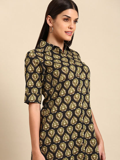 Dhiyona AY Women's Ethnic Motifs Cotton Shirt Dress