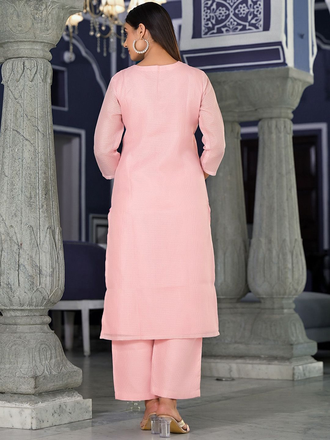 Dhiyona VA Women'sEthnic Motifs Embroidered Regular Thread Work Kurta with Trousers & Dupatta
