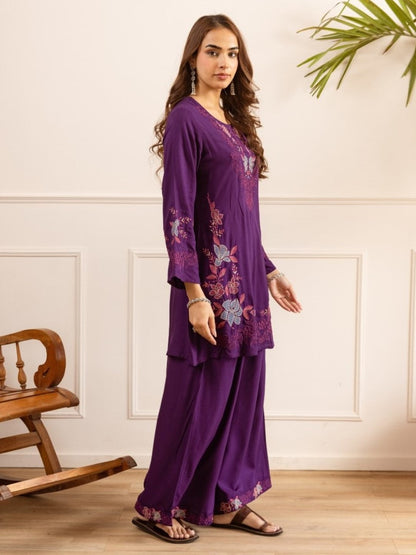 Karen grape embroidery cotton co-ord set