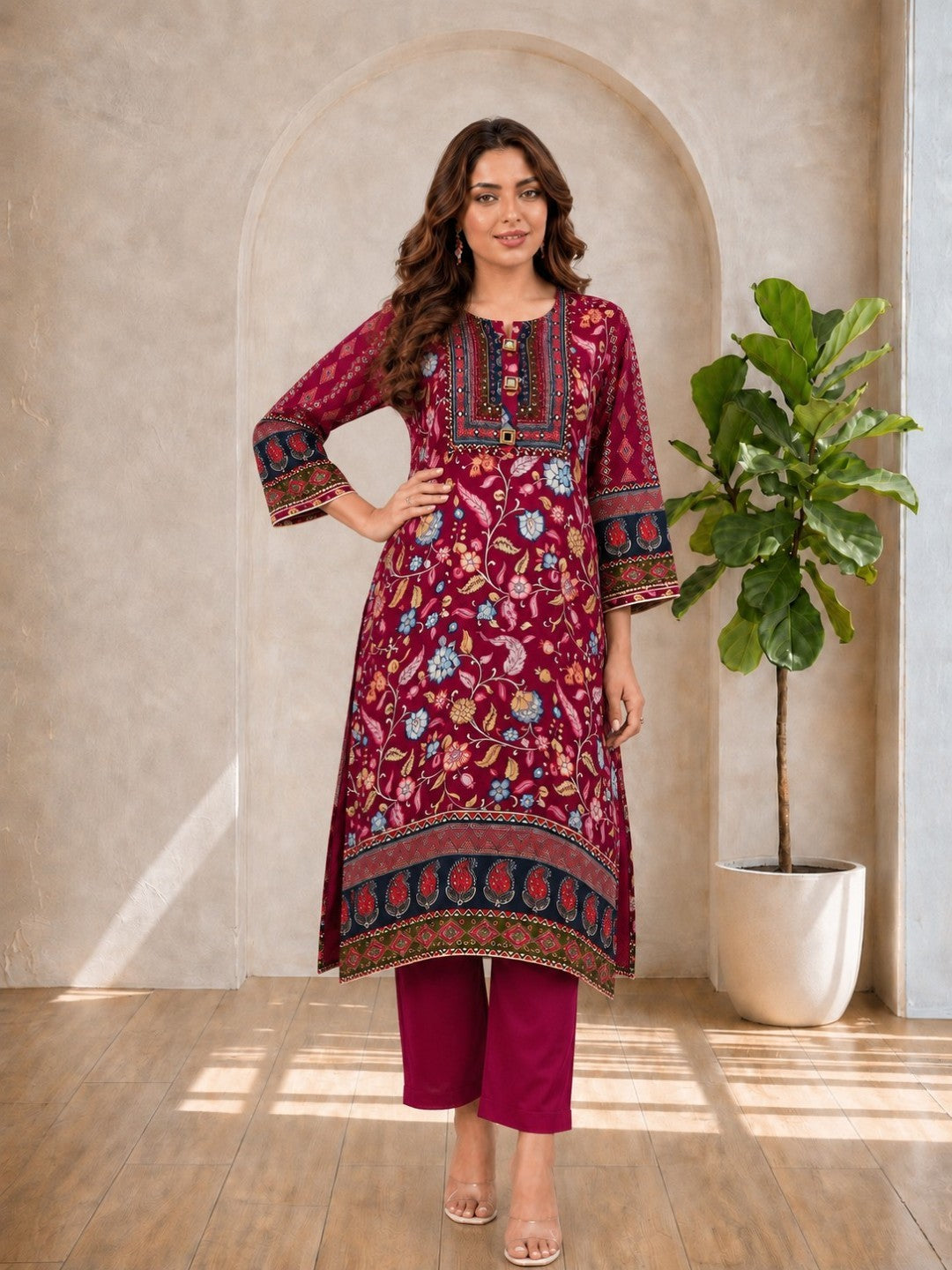 Maurya Rose Premium Muslin Kurta Set