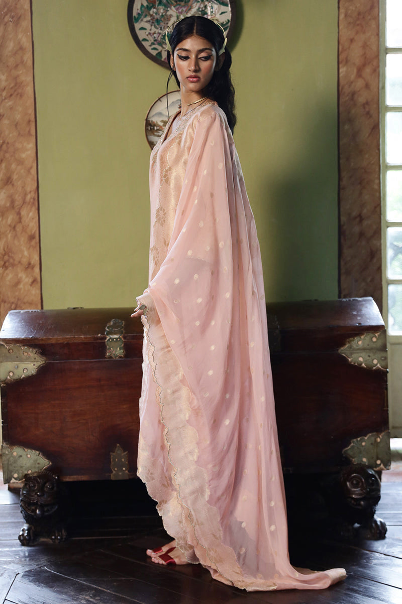 Women's Apricot Blush Bermberg Silk Woven Salwar Suit