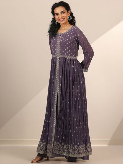 Dhiyona LL Women Floral Empire Sequinned Kurta with Palazzos & With Dupatta