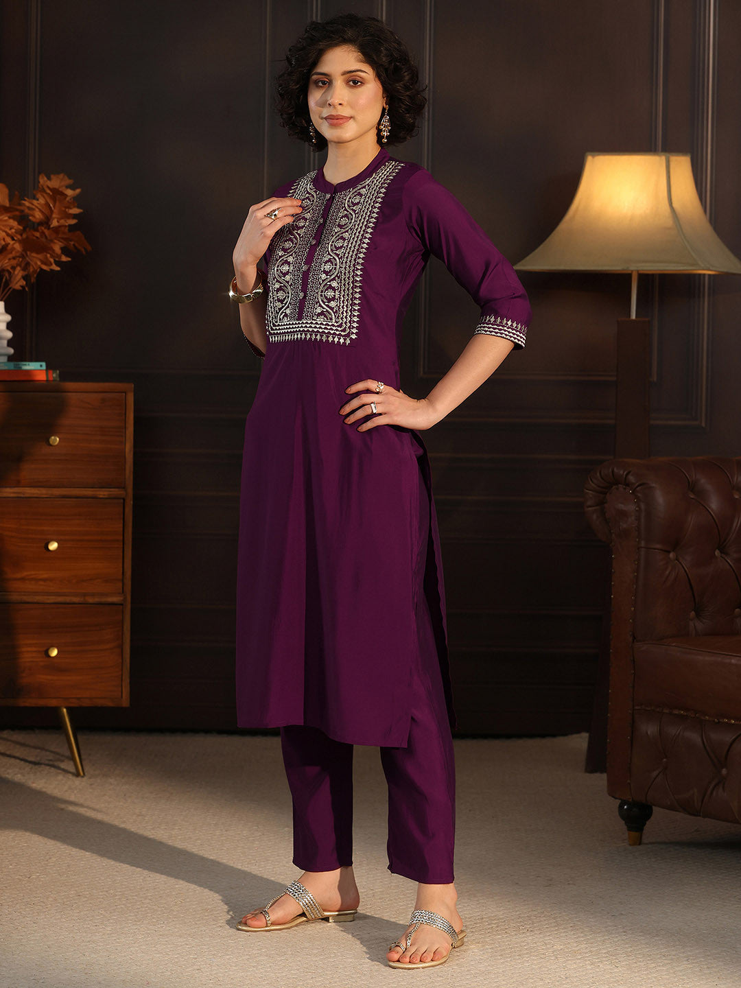 Women Ethnic Motifs Embroidered Regular Kurta with Trousers With Dupatta