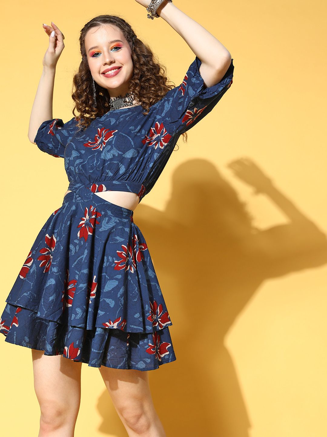 Dhiyona AY Women's Classic Navy Blue Floral All in the Details Dress