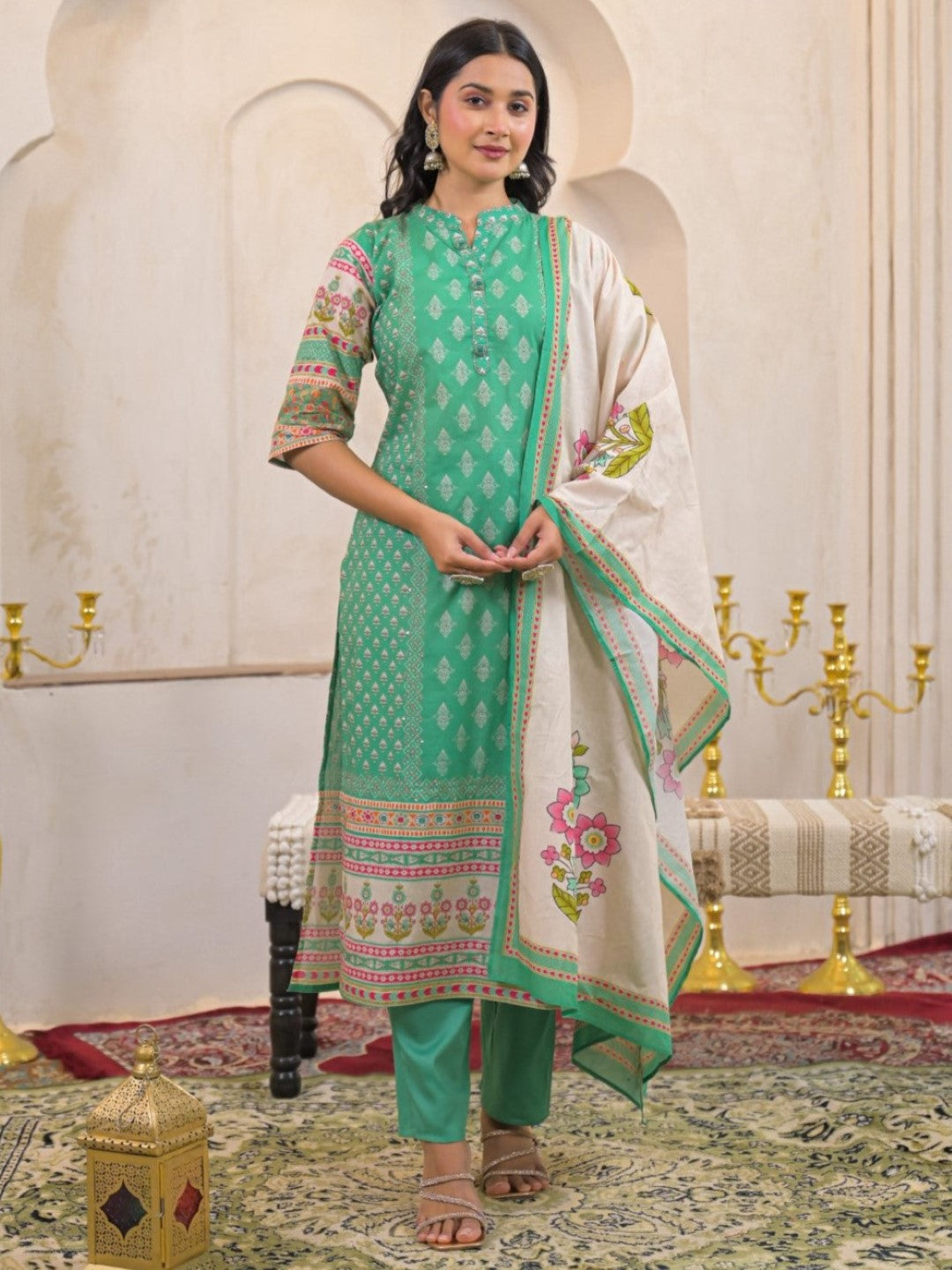 Shanti Sea Printed Cotton Suit Set