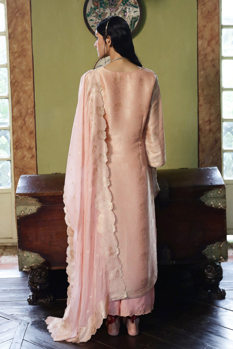 Women's Apricot Blush Bermberg Silk Woven Salwar Suit