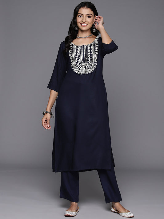 Women Floral Yoke Design Regular Sequinned Kurta with Trousers