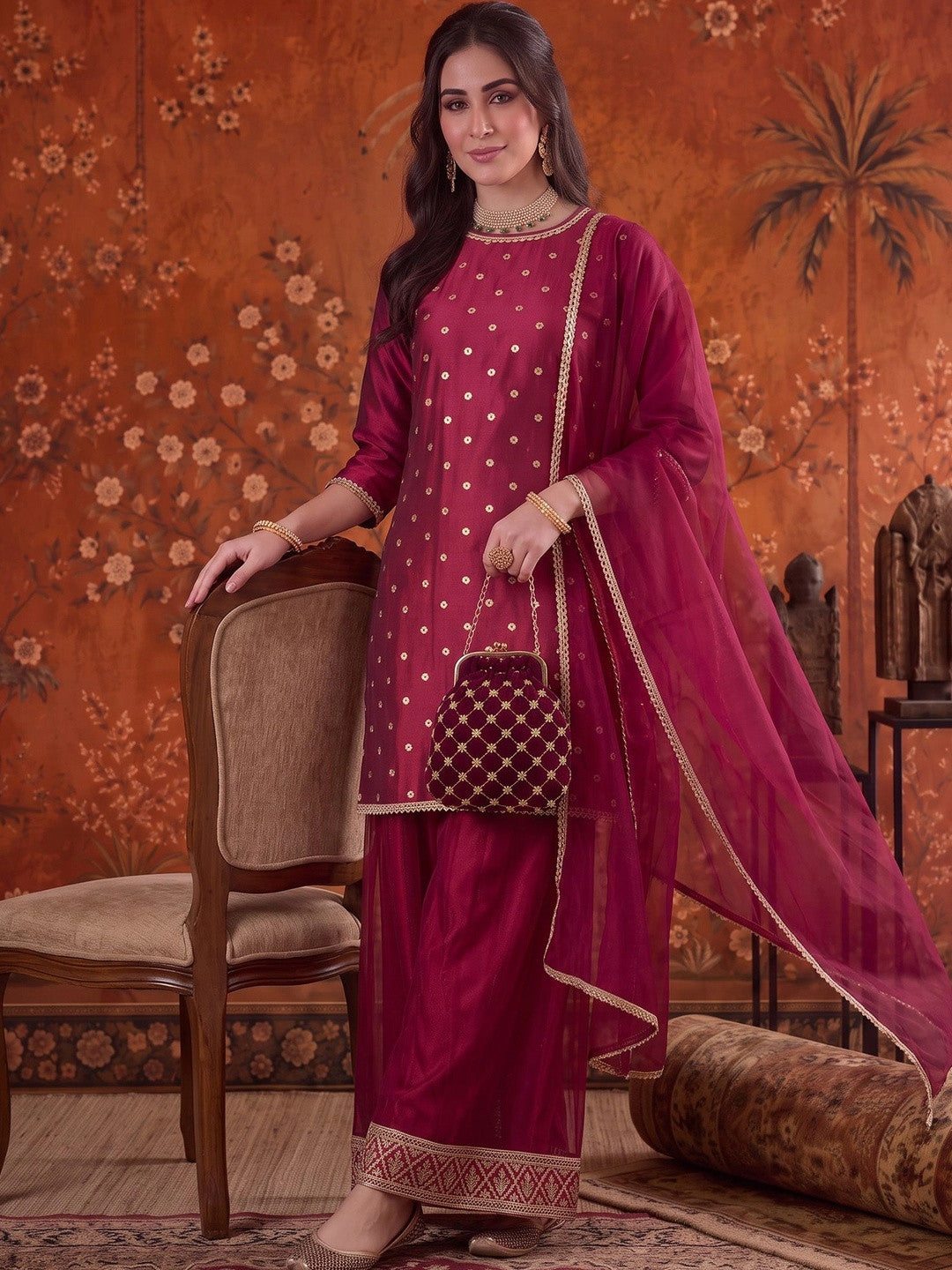 Embroidered Round Neck Kurta Sets