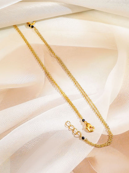 Dhiyona RJ Women's 18K Gold-Plated Cubic Zirconia Studded Minimal Mangalsutra with Black Beaded Chain