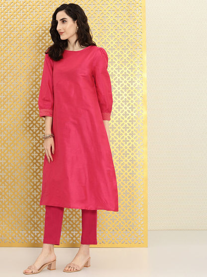 Dhiyona OD  Women Fuchsia Pink Solid Rozana Kurta