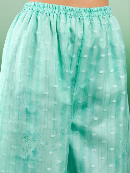 Dhiyona SN Floral Embroidered Regular Sequinned Kurti with Palazzos & With Dupatta