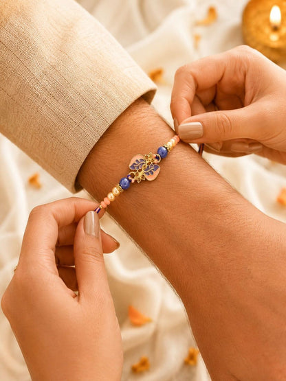 Dhiyona 4pcs Purple Stone Beaded Thread Rakhi