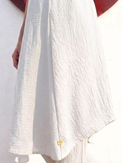 Dhiyona ST Swtantra White Easy Addictive Travel Airflow Sleeveless Kurta and Pant Set