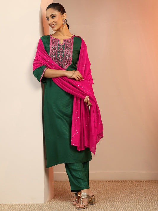 Women Floral Embroidered Kurta with Trousers & Dupatta