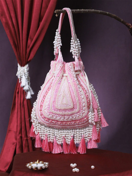 Dhiyona NR Embellished Tasselled Potli Clutch