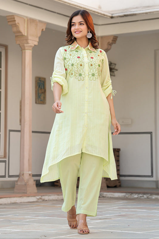 AutumnLane Tiara Sage embroidery cotton co-ord set