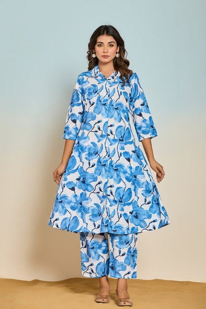 Bindiya Azure linen kurta pant set