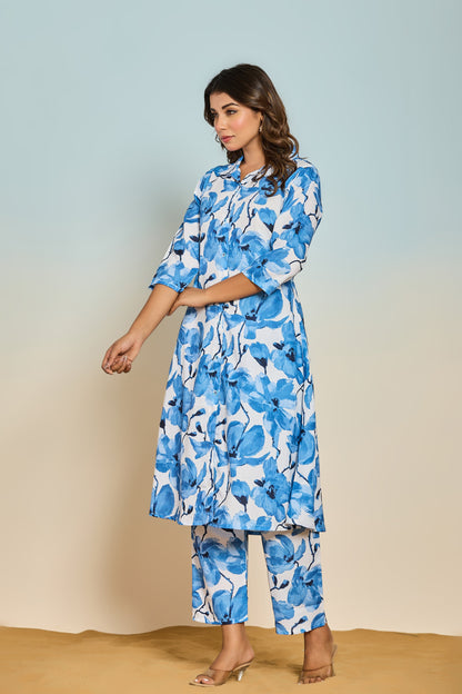 Bindiya Azure linen kurta pant set