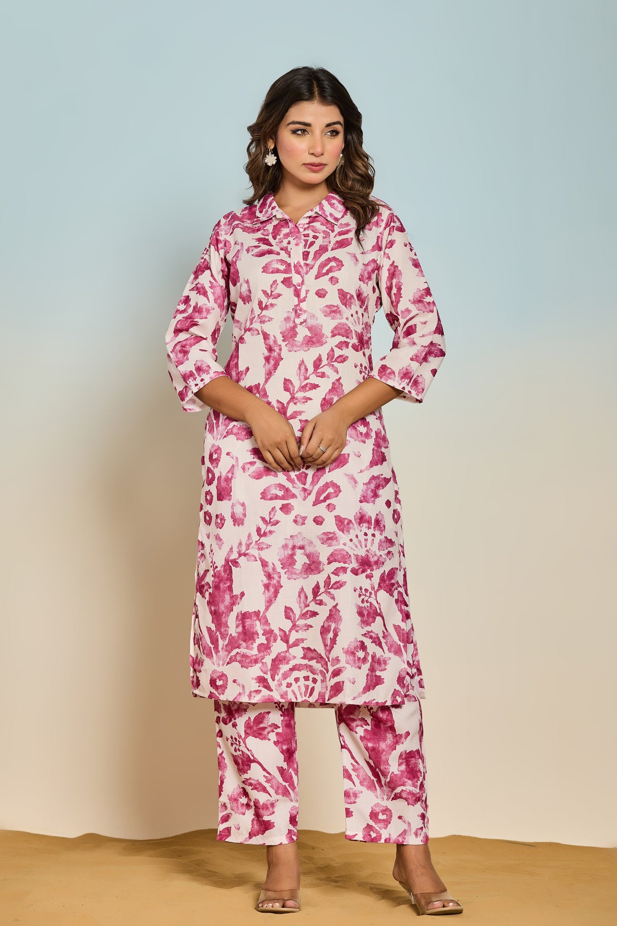 Elixir Rose Linen Printed Co-ord Set