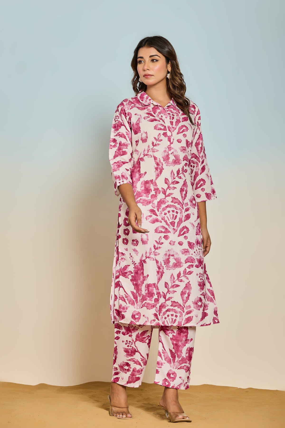 Elixir Rose Linen Printed Co-ord Set