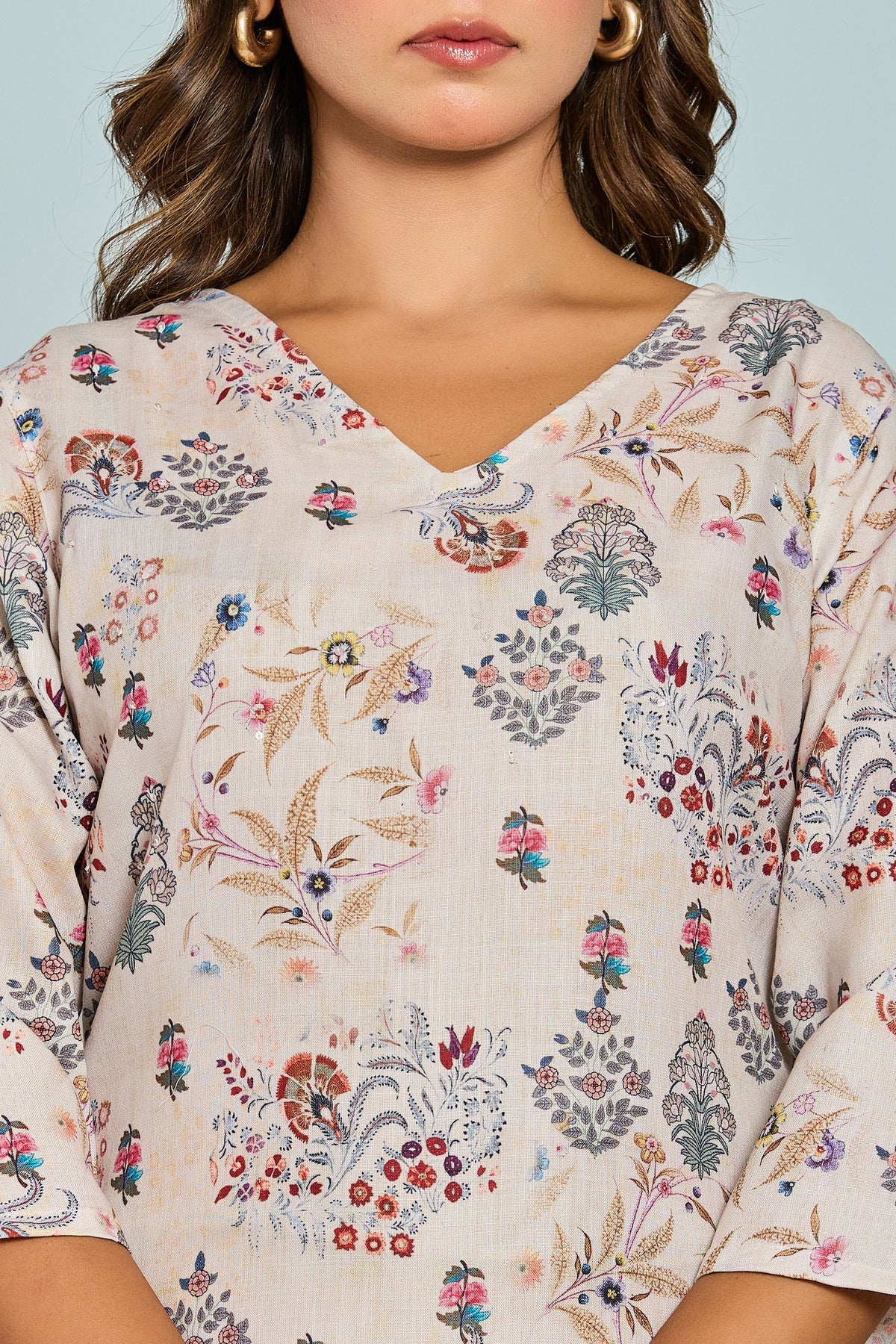 Bindiya Pearl Linen Printed Kurta Pant Set