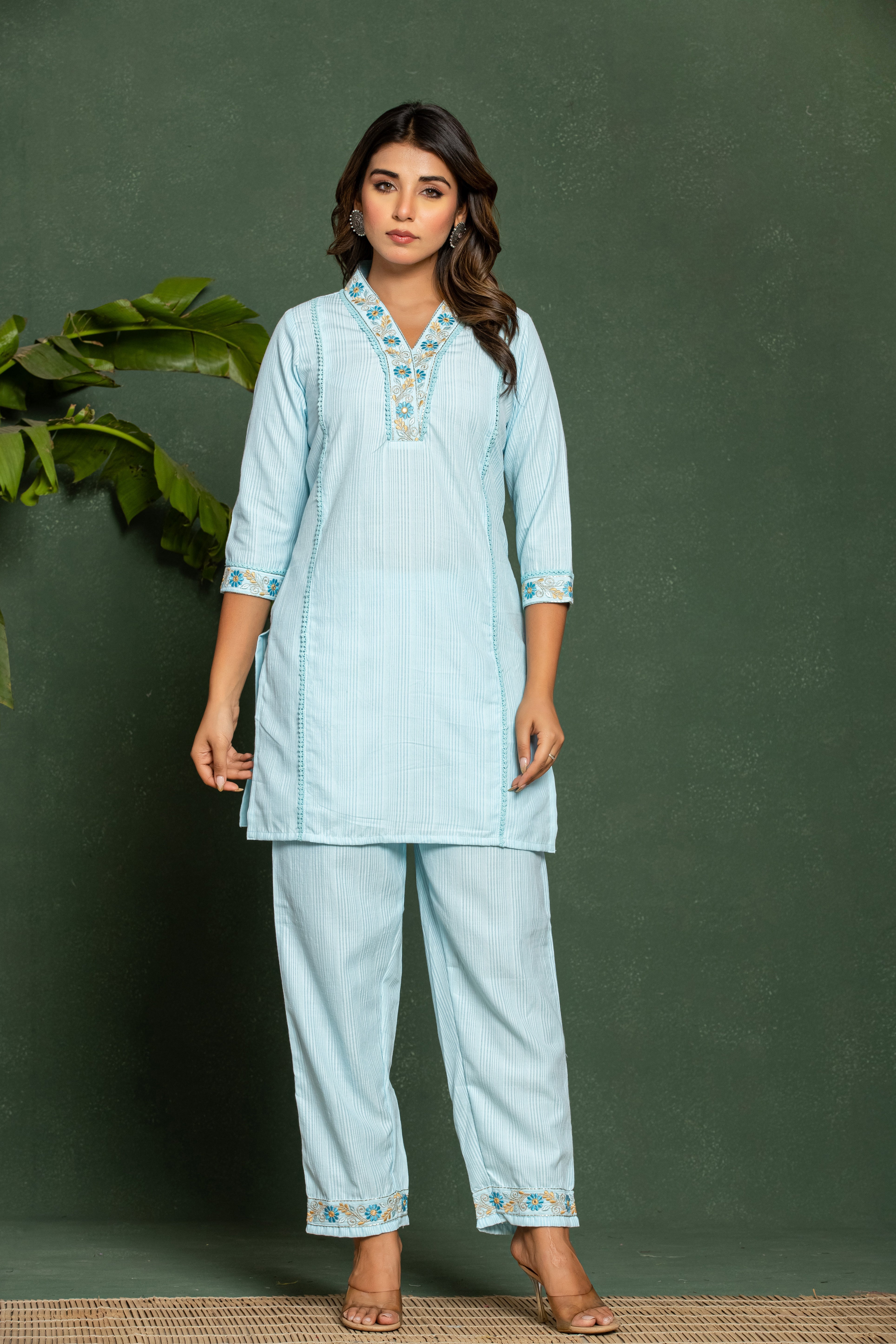 ITI OCEAN COTTON KURTA PANT SET