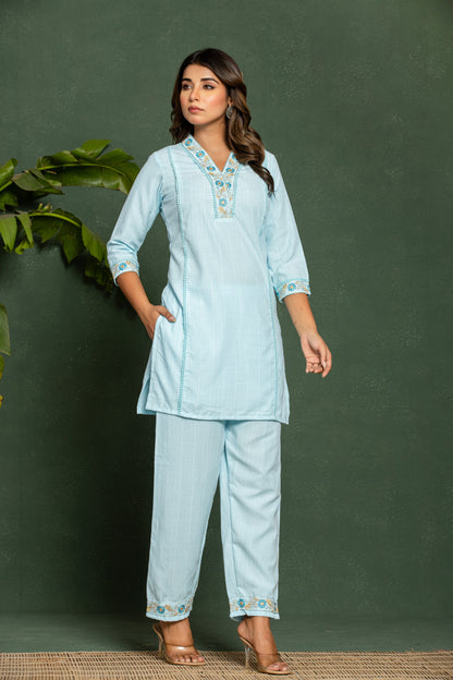 ITI OCEAN COTTON KURTA PANT SET