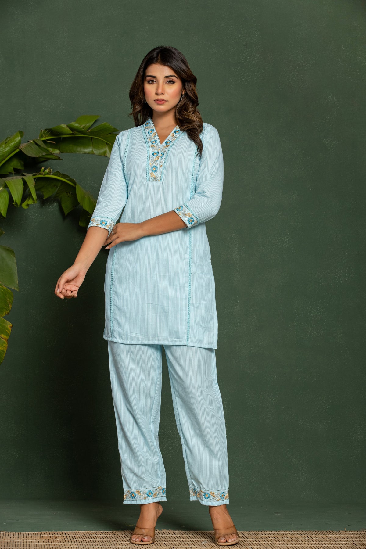 ITI OCEAN COTTON KURTA PANT SET