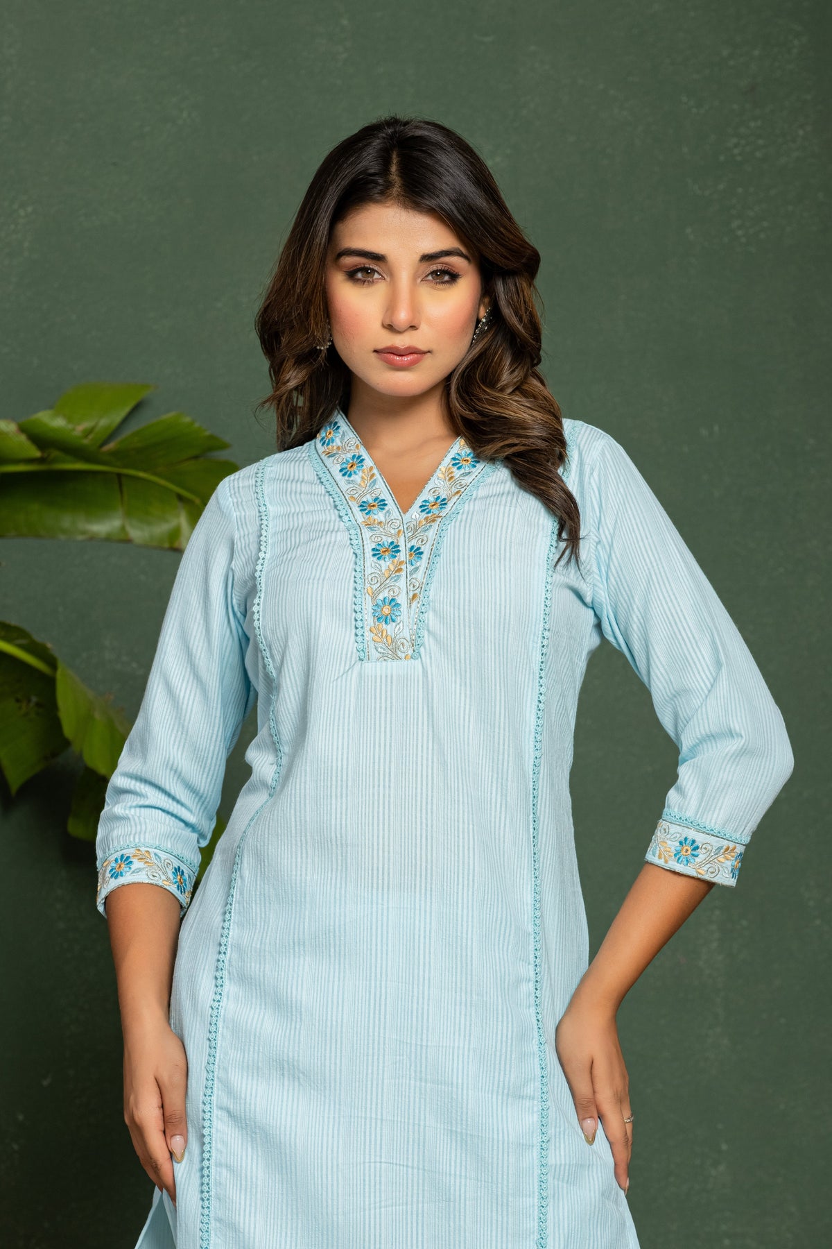 ITI OCEAN COTTON KURTA PANT SET