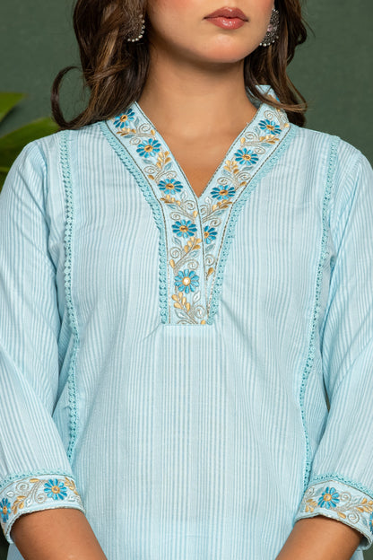 ITI OCEAN COTTON KURTA PANT SET