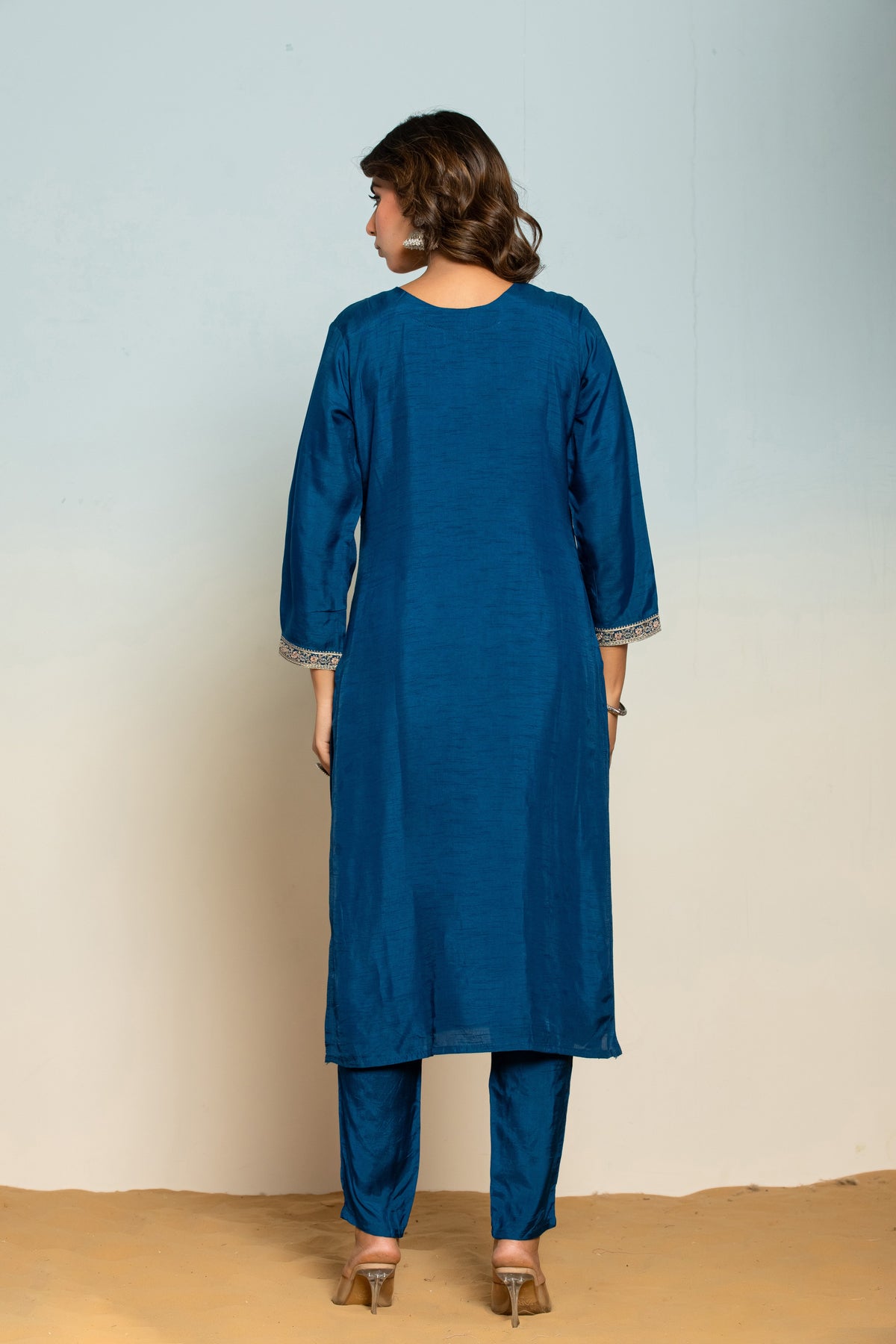 Shabri Indigo Work Suit Set