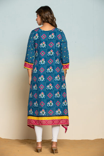 Palki Navy Printed Work Kurta