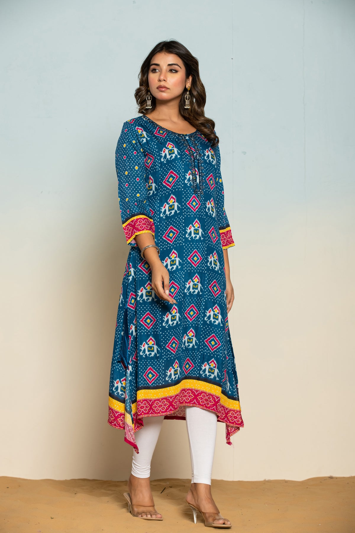 Palki Navy Printed Work Kurta