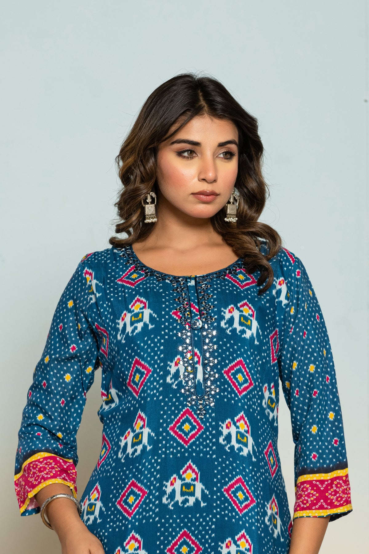 Palki Navy Printed Work Kurta