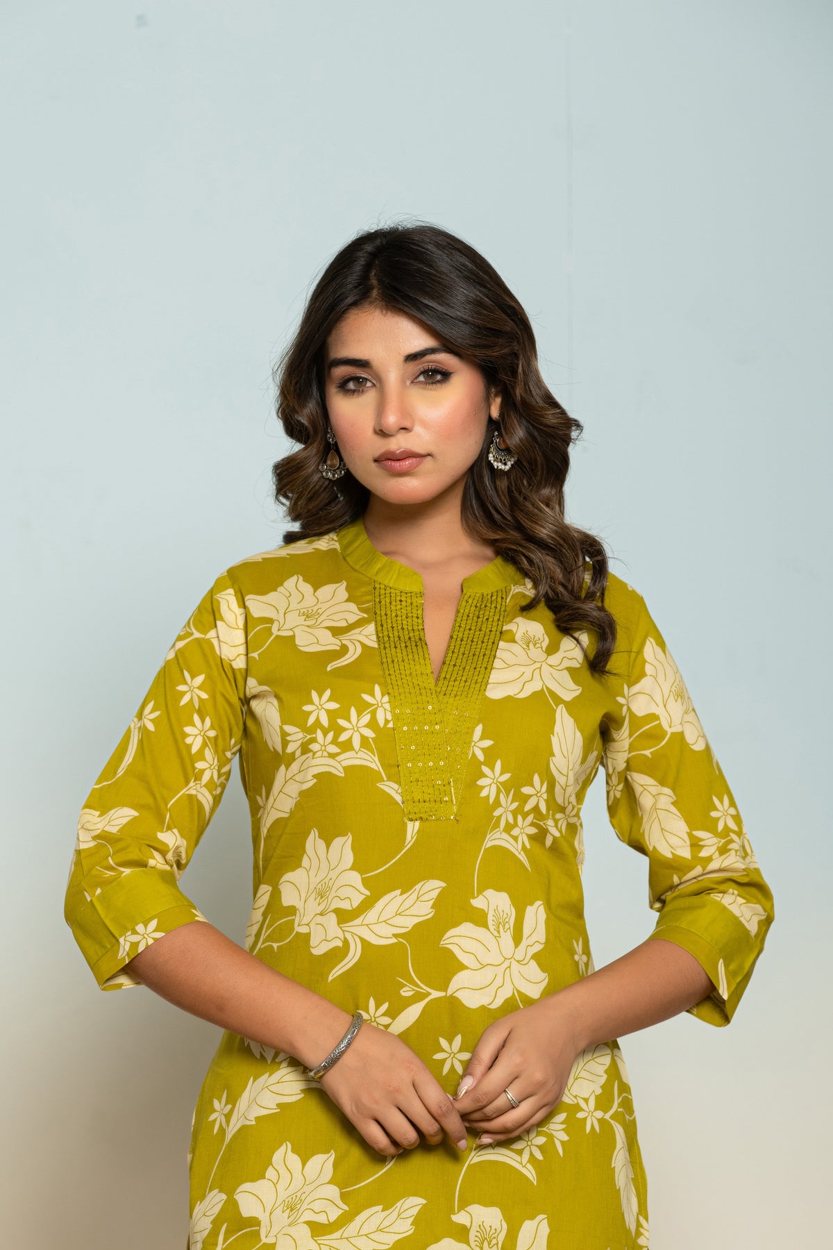SASHA SLIME PRINTED COTTON KURTA PANT SET
