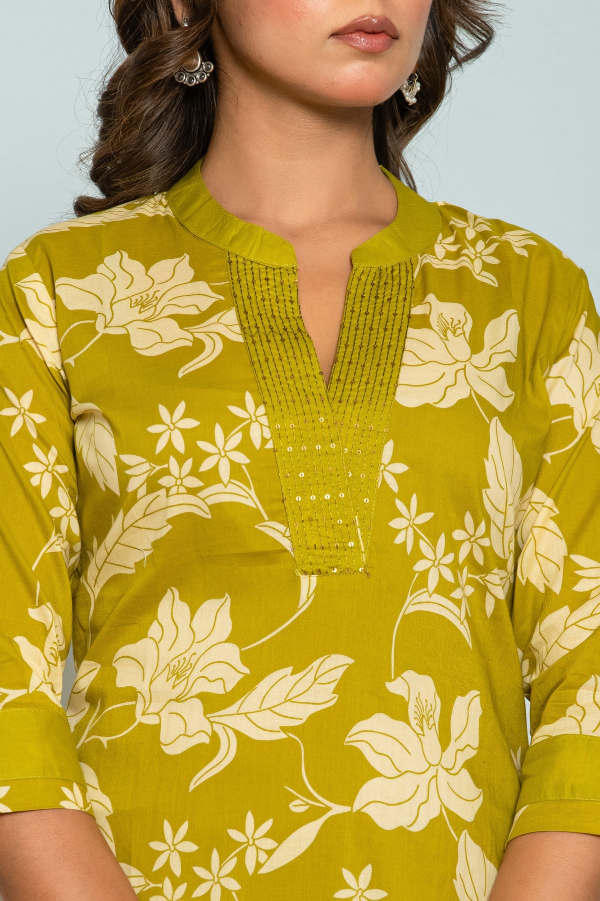 SASHA SLIME PRINTED COTTON KURTA PANT SET