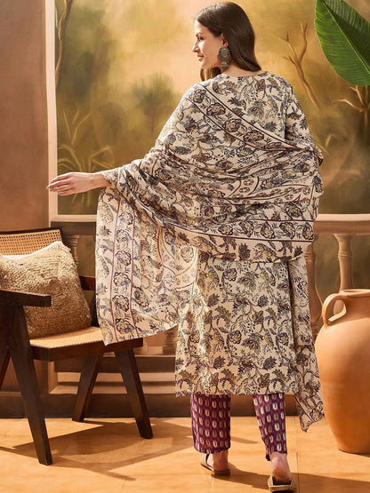 Printed V-Neck Kurta & Trousers Kurta Sets