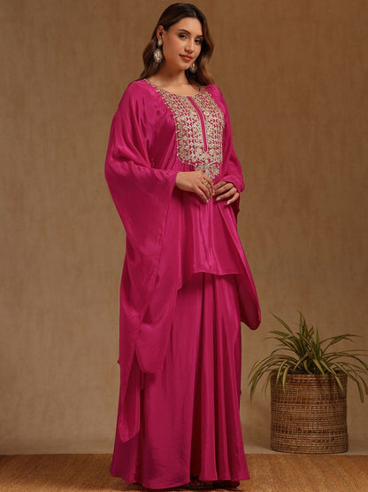 Dhiyona SO Women's Women Ethnic Motifs Embroidered Kaftan Kurta with Skirt