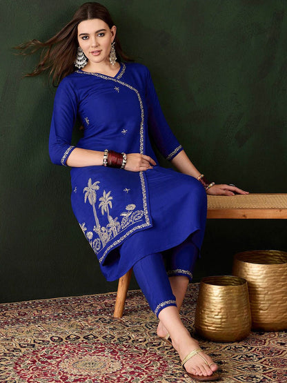 Dhiyona SN Women's Embroidered A-Line Kurta & Trouser Set
